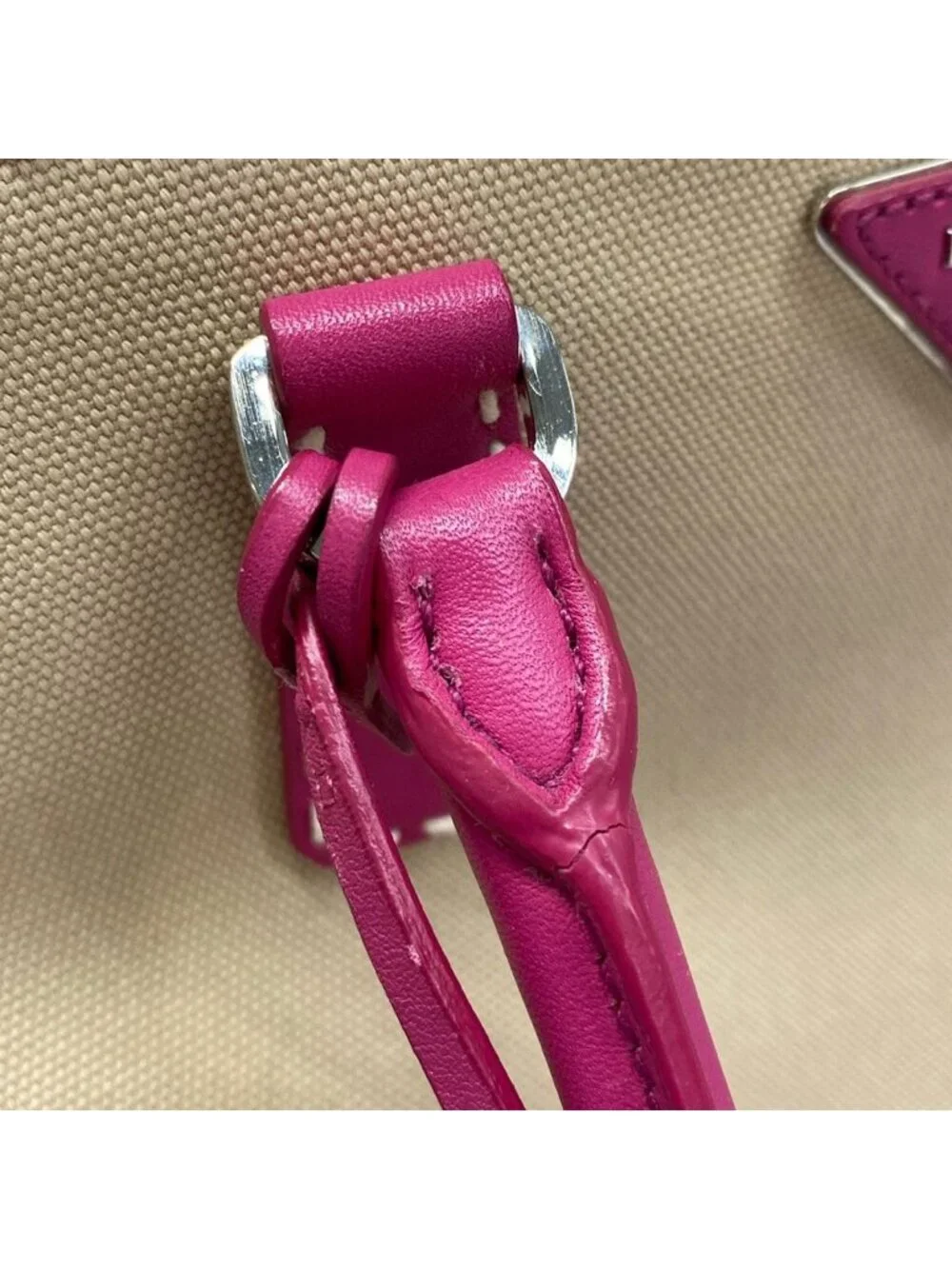 Prada Handbag Canapa City Beige Pink Leather